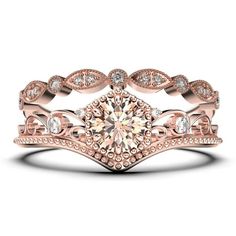 a rose gold engagement ring set with diamonds