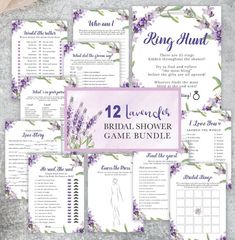 the lavender bridal shower game bundle