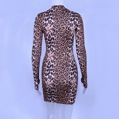 Gender: Women Material: Polyester,Spandex Style: Sexy & Club Silhouette: Sheath Pattern Type: Leopard Sleeve Length(cm): Full Decoration: None Dresses Length: Above Knee, Mini Waistline: empire Neckline: Turtleneck Season: Autumn Long Sleeve High Neck Dress, Turtleneck Style, Autumn Sleeve, Print Dresses, Club Dresses, Bodycon Mini Dress, Above Knee, Womens Fall, Dress Length