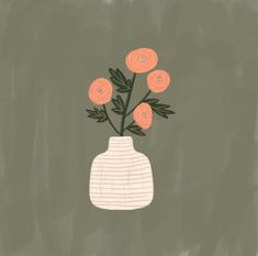 a drawing of a vase with flowers in it