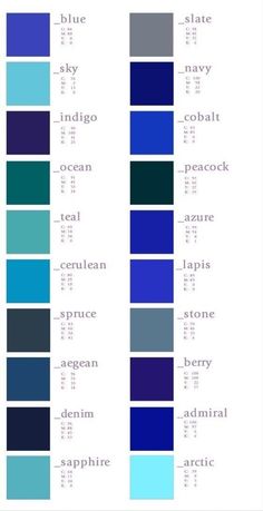 the color chart for different shades of blue