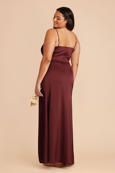 Steal the show in this chic matte satin bridesmaid gown, complete with an asymmetric neckline and column wrap slit skirt. Available in Cabernet. Experiment with modern cuts in our Jennifer dress. Crafted in matte satin, this style has an asymmetrical neckline for a chic (and unique) look. | Cabernet Bridesmaid Dress Matte Satin Size XS | Birdy Grey Jennifer Color Palette Analysis, Berry Bridesmaid Dresses, Terracotta Bridesmaid Dresses, Copper Bridesmaid Dresses, Satin Bridesmaids Gowns, Terracotta Bridesmaid, Fall Wedding Attire, Mulberry Bridesmaid Dresses, Classic Bridesmaids Dresses