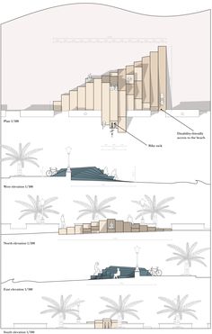 an architectural diagram shows the various sections of a building that are connected to each other