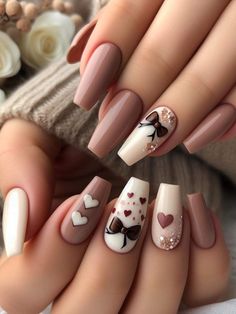 Diy Valentine's Nails, Pink White Nails, Pink Nail Colors, Korean Nail Art, Ootd Instagram, Valentine Nail Art, Romantic Nails, Green Nail Designs, Heart Nail Art