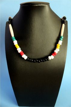 Native style necklace of buffalo bone and crow beads with the traditional colors of Hudson Bay, typical of the Mountain Mens. Sterling Silver Flower Necklace, Hudson Bay, Native Style, Sterling Silver Flowers, Choker Necklaces, Multi Strand Necklace, Moon Necklace, Style Necklace, Lithuania