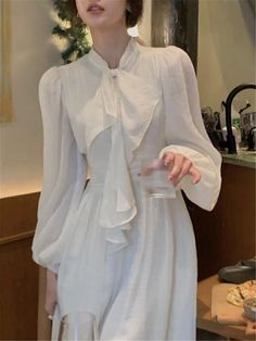 modname=ckeditor modname=ckeditor Size XS: Length 111cm， Bust 78cm， Shoulder 34cm， Waist 62cm， Sleeve 55cm. S: Length 112cm， Bust 82cm， Shoulder 35cm， Waist 66cm， Sleeve 56cm. M: Length 113cm， Bust 86cm， Shoulder 36cm， Waist 70cm， Sleeve 57cm. L: Length 114cm， Bust 90cm， Shoulder 37cm， Waist 74cm， Sleeve 58cm. Note: 1. Please follow the size chart to select the size and do not select directly to your habits. 2. The size may have 1-3 cm differs due to manual measurement. 3. As we all know, the di White Fitted Mini Dress For Office, Fitted White Mini Dress For Office, White Mini Dress For Office, Chic White Mini Dress For Office, Chic White Mini Dress For The Office, White Formal Office Lady Dress, White Formal Dress For Office, White Long Sleeve Mini Dress For Office, White Knee-length Office Mini Dress