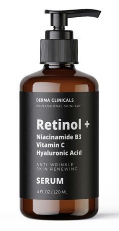 Retinol, Niacinamide B3 , Vitamin C , Hyaluronic Acid , Anti-Aging Wrinkle SERUM  ( 4 Fl oz Bottle with Pump ) RETINOL - NIACINAMIDE B3 - VITAMIN C - HYALURONIC ACID  FACE , EYES , NECK & DECOLLETE  FINE LINES & WRINKLES , SKIN TONE , TEXTURE , UNCLOGS PORES , ACNE SCARS Proprietary Blend Superstar ingredients - For ALL Skin types . RETINOL - Proven to improve Fine lines , wrinkles , skin tone , texture and color ,  as well as unclogs pores and helps fade acne scars . NIACINAMIDE - helps build c It Cosmetics Hello Results Wrinkle-reducing Daily Retinol Serum-in-cream, Skincare For Anti Aging, Best Antiaging Skincare, Retinol Niacinamide, Injectables Fillers, Wrinkle Serum, Anti Aging Wrinkles, Professional Skin Care Products, Unclog Pores