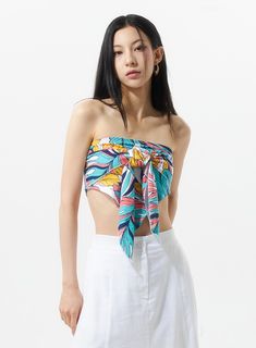 bow-graphic-tube-top-iu326 Blue Tube Top For Summer Day Out, Trendy Sleeveless Swimwear For Beach Season, Summer Blue Tube Top For Day Out, Summer Day Out Blue Tube Top, Casual Halter Neck Swimwear For Summer, Trendy Halter Neck Swimwear For Summer, Casual Sleeveless Summer Tube Top, Casual Sleeveless Tube Top For Summer, Trendy Strapless Summer Swimwear