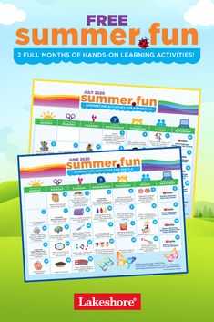 the free summer fun printable for kids is shown in two different colors and sizes