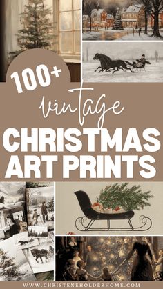 vintage christmas art prints with text overlay