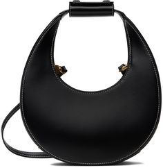 Structured buffed leather shoulder bag in black. · Press-stud tab at integrated carry handle · Adjustable and detachable crossbody strap · Magnetic tab at open throat · Zip pocket at interior · Suede lining · Contrast stitching in white · H5 x W9 x D3 · Total height: H11 Supplier color: Black Staud Leather Shoulder Bag For Evening, Staud Satchel Shoulder Bag For Evening, Black Staud Shoulder Bag For Formal Occasions, Staud Top Handle Evening Shoulder Bag, Staud Evening Shoulder Bag With Top Carry Handle, Staud Shoulder Bag With Detachable Strap For Everyday, Staud Evening Crossbody Shoulder Bag, Staud Shoulder Bag With Detachable Strap For Daily Use, Staud Leather Evening Shoulder Bag