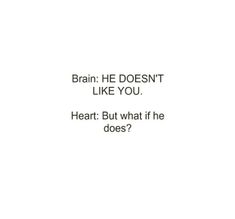 the words brain he doesn't like you heart but what if he does?