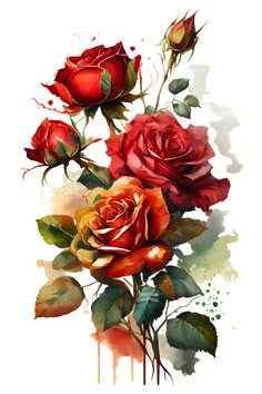 Bouquet of roses. Букет роз. PNG. Acrylic Painting Ideas, Arte Peculiar, 수채화 그림, Flower Art Images, Simple Acrylic Paintings, Indian Art Paintings, Rose Art, Flower Art Painting, Rose Painting