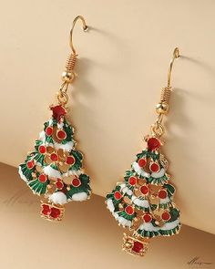 Elluis - Exquisite Pair of Festive Christmas Tree Shaped Dangle Hook Earrings Elegant Midi Skirt, Christmas Package, Christmas Graphic Design, Long Sleeve Bandage Dress, Maxi Dresses Fall, Christmas Graphics, Dress Cake, Chic Type, Chic Christmas