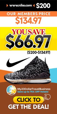 an advertisement for nike's $ 600 off the purchase on shoes and clothing items