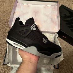 Jordan 4 Black Canvas Brand New / Tired On Size 12 100% Authentic Jordan 4 Retro Black Canvas, Jordan 4 Black Canvas, Jordan 4 Black, Notes Ideas, Jordan 4 Retro, New Tyres, Jordans For Men, Black Canvas, Mens Trainers