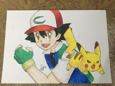 a drawing of pokemon and pikachu