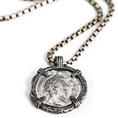 Marcus Aurelius - "The Philosopher" – Alexander Drake Classic Engraved Sterling Silver Coin Necklace, Timeless Oxidized Silver Jewelry, Luxury Silver Medallion Jewelry, Sterling Silver Medallion Coin Necklace With Chain, Silver Sterling Silver Coin Necklace With Oxidized Finish, Classic Silver Necklace With Coin Pendant, Sterling Silver Oxidized Coin Necklace, Classic Sterling Silver Necklace With Coin Pendant, Sterling Silver Coin Necklace In White Gold