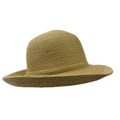 Up turned, kettle, brim hat with dome crown. Shapeable 3" wide brim. Soft cotton and polyester blend paper braid hat. Self-tie. UPF50+ sun protection hat. Packable, crushable travel hat. One size fits most. 65% paper straw, 15% polyester, 25% cotton. Lightweight Curved Brim Hat For Beach, Lightweight Curved Brim Beach Hat, Lightweight Beige Travel Hat, Lightweight Beach Hat With Curved Brim, Lightweight Flat Brim Sun Hat, Lightweight Sun Hat With Flat Brim, Lightweight Solid Color Sun Hat With Flat Brim, Lightweight Solid Brimmed Straw Hat, Lightweight Solid Color Brimmed Straw Hat