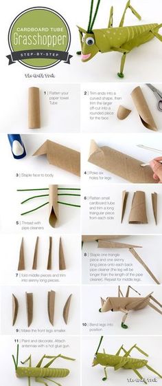 the instructions for how to make an origami grasshopper