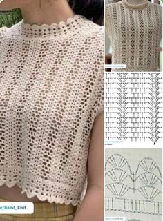 crochet patterns for sweaters and blouses, with instructions to make them