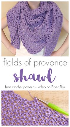 a crocheted shawl is shown with the words fields of providence shawl