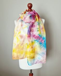 Hand dyed scarf. 100% silk scarf. The unique pattern.  Light and ethereal.   You can wear it careless crushed or smoothed.  You can wear it casually wrapped around the neck or as a shawl across the shoulders.   This scarf will also make a fantastic gift for friends or family members, birthdays, anniversaries, Christmas or any other special occasion! dimension: approx. 45x190cm  when flat. Estimate delivery time:  Europe: 4 - 21 business days USA: 10 - 30 business days Care instructions: Silk sca Hand Dyed Scarves, Scarf Silk, Wrap Shawl, Women Shawl, Shawl Wrap, Silk Scarves, Fantastic Gifts, Shawls And Wraps, Silk Scarf