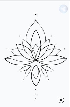 a black and white drawing of a lotus flower