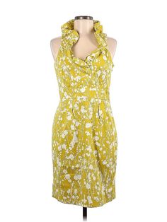 Taylor Casual Dress Size: 8 Yellow Dresses - used. 96% Cotton, 4% Spandex, Tie Neck, Knee Length, Sleeveless | Taylor Casual Dress: Yellow Dresses - Used - Size 8 Fitted Floral Print Sleeveless Sheath Dress, Fitted Yellow Midi Dress, Yellow Casual Dress, Yellow Dresses, Dress Yellow, Tie Neck, Yellow Dress, Casual Dresses For Women, Favorite Color