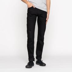 Weird Guy - All Black Comfort Stretch | Naked & Famous Denim – Tate + Yoko Modern High Rise Black Jeans, Modern Black Straight Fit Jeans, Modern Black Jeans With Straight Hem, Modern Black Straight Jeans, Black Rigid Denim Bottoms With Straight Hem, Classic Black Rigid Denim Jeans, Classic Black Jeans With Straight Hem, Modern Black Denim Jeans, Black Mid-rise Modern Jeans