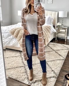 Instagram Outfits, Cute Fall Outfits, Van Cleef Arpels, Striped Cardigan, Casual Fall Outfits, Fashion Mode, Fall Winter Outfits