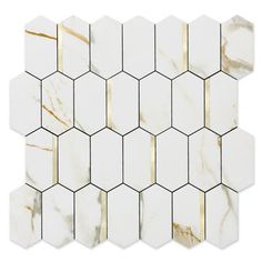 white and gold marble hexagon tiles