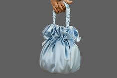 Satin Purse Bag Cocktail Party Bag Simple Elegant Bag - Etsy Ruffle Bag, Ruffles Bag, Light Blue Sky, Satin Purses, Timeless Bags, Wedding Bags, Elegant Bags, Blue Purse, Wedding Bag