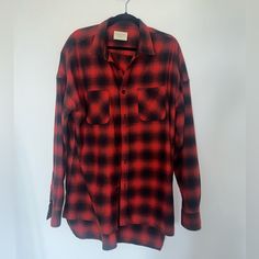 Good Condition - Fog Fear Of God - Fourth Collection Red Flannel Red Flannel Top For Fall, Oversized Red Long Sleeve Flannel Shirt, Red Relaxed Fit Flannel Shirt, Red Flannel Collared Shirt, Red Flannel Shirt For Fall, Oversized Red Button-up Shirt, Red Flannel Long Sleeve Top, Red Collared Flannel Shirt For Fall, Red Oversized Collared Shirt