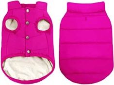 a pink dog jacket with buttons on the front and bottom, which is also available for small dogs