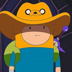 the cartoon character is wearing a cowboy hat