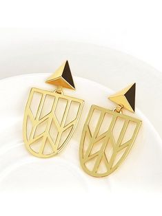 Ruahh Geometric Statement Earrings - Ruahh Elegant Designs, Free Post, Geometric Earrings, Allergies, Statement Earrings, Elegant Design, 18k Gold, Enamel Pins, Brass