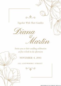 a wedding card with flowers on it