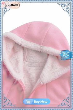 Zipper Solid Hoodie Long Sleeve Coats Pink Hooded Jacket With Adjustable Hood For Cold Weather, Winter Hooded Fleece Jacket With Adjustable Hood, Pink Hooded Outerwear With Adjustable Hood, Pink Winter Hooded Jacket With Adjustable Hood, Spring Fleece Outerwear With Drawstring Hood, Pink Hooded Jacket With Drawstring For Cold Weather, Pink Cotton Outerwear With Fleece Lining, Winter Pink Hoodie With Double-lined Hood, Spring Hoodie With Fleece Lining