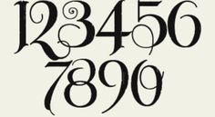 the letters are black and white with swirly designs on each letter, as well as numbers