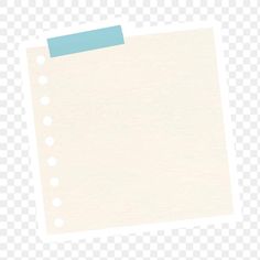 a piece of white paper with blue adhesive tape on it, against a transparent background