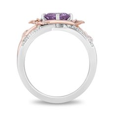 Our enchanting Rapunzel inspired ring is a mesmerizing blend of sterling silver and 10K rose gold, adorned with celestial diamonds and a captivating amethyst centerpiece. Inspired by the ethereal beauty of the beloved fairy tale, this ring is a timeless symbol of grace, elegance, and inner strength. The Rapunzel inspired ring is sure to captivate hearts and inspire dreams wherever you go. Magical Rose Gold Jewelry For Anniversary, Rapunzel Ring, 2 Carat Ring, Enchanted Disney, Enchanted Disney Fine Jewelry, Disney Fine Jewelry, Tiara Ring, Timeless Symbol, Right Hand Rings