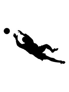 the silhouette of a person jumping to catch a ball