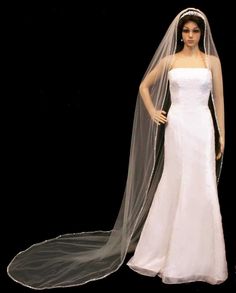 a woman wearing a wedding dress and veil