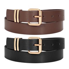 PRICES MAY VARY. Casual Leather Belts: The women belt is made of high-quality faux leather that is soft and smooth to the touch, durable and not easy to fade. With a width of 1.1 inches and a simple but stylish design, this narrow belt will effortlessly elevate your outfit whether paired with pants or a skirt. Chic Gold Buckle Belt: The gold buckle adds a touch of style to this women's belt, making it a great accessory for any occasion. The tail of the belt has a fixed double gold loops, so ther Belt Making, Casual Leather Belt, Leather Waist Belt, Womens Leather Belt, Overall Outfit, Women Belt, Branded Belts, Elegant Ladies, Brown Coffee