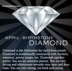 an advertisement for a diamond jewelery shop with the words, april birth stone diamonds