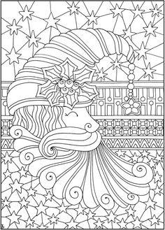 a coloring page with stars and unicorns