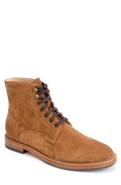 A supple suede finish offers modern appeal on a lace-up boot featuring arch support and footbed padding for long-lasting wear. Leather upper and lining/leather and rubber sole Imported Arch Support, Lace Up Boots, Boots Men, Hiking Boots, High Top Sneakers, Rubber Sole, Arch, Leather Upper, Men's Shoes