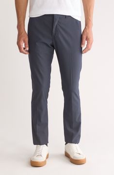 Clean lines and simple details lend a refined appearance to this slim-straight pants that are cut with stretch for desk-to-dinner comfort. 32" inseam; 10" front rise (size 32 x 32) 76% polyester, 21% viscose, 3% elastane
 Machine wash, tumble dry Imported Slim Straight Pants, Perry Ellis, Nordstrom Store, Anniversary Sale, Straight Pants, Clean Lines, Nordstrom Rack, Nordstrom, Desk