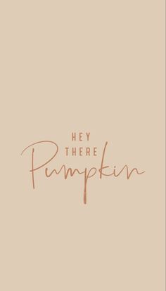 the words hey there pumpkin written in brown ink